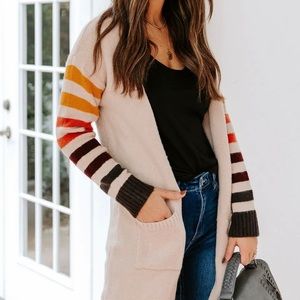 Pocketed Striped Knit Cardigan | Last one